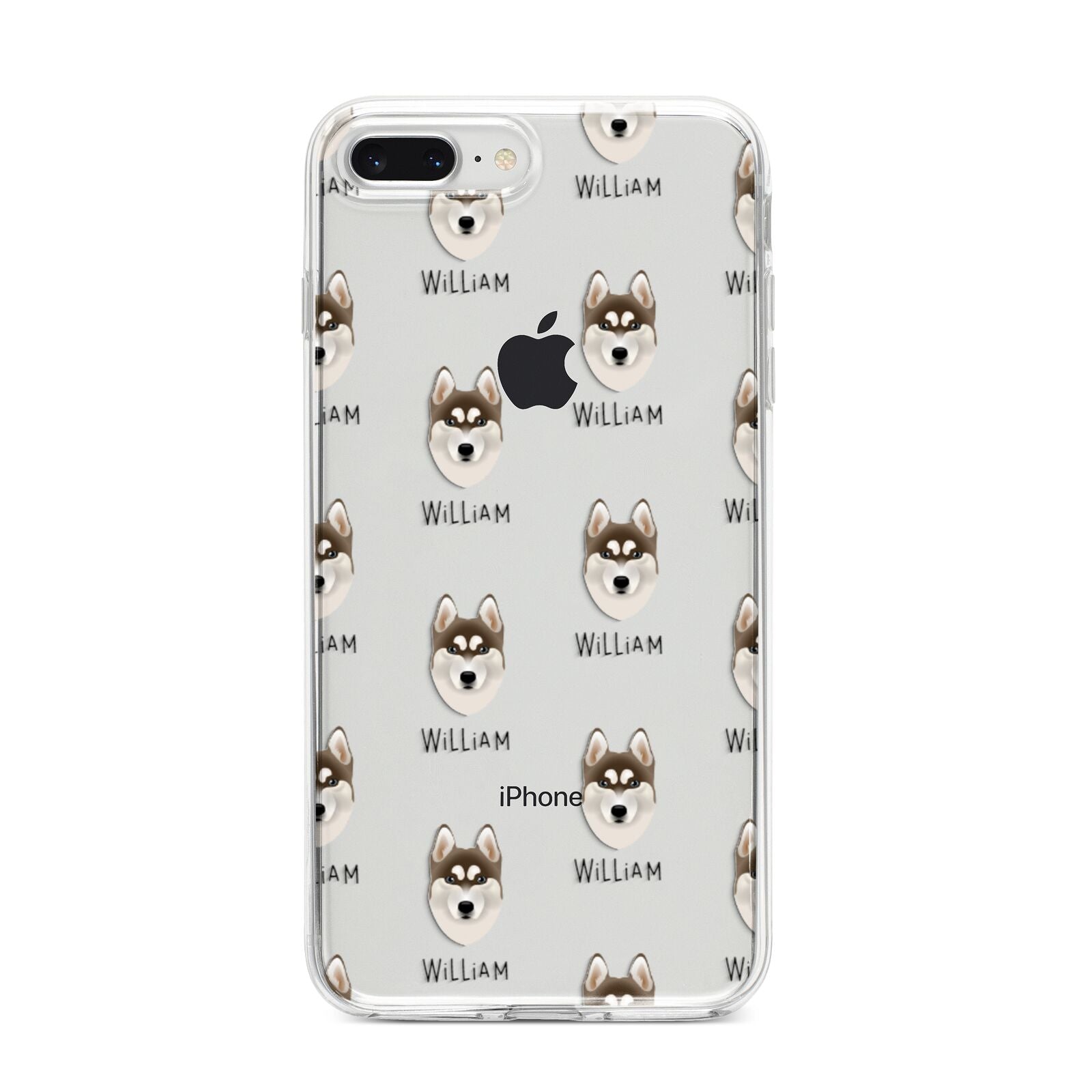Siberian Husky Icon with Name iPhone 8 Plus Bumper Case on Silver iPhone