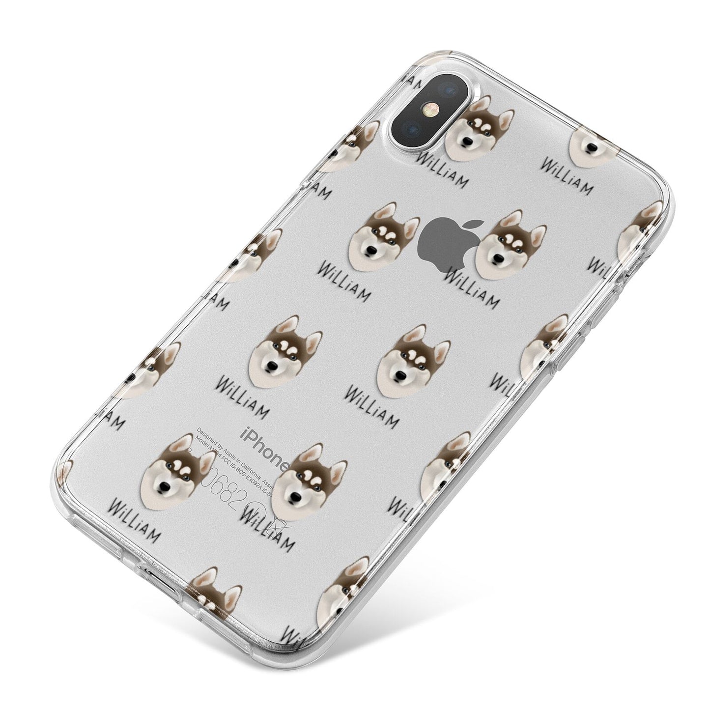 Siberian Husky Icon with Name iPhone X Bumper Case on Silver iPhone