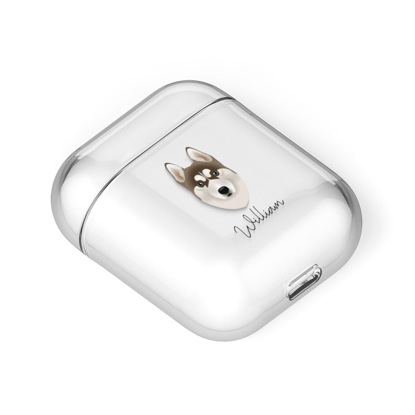 Siberian Husky Personalised AirPods Case Laid Flat