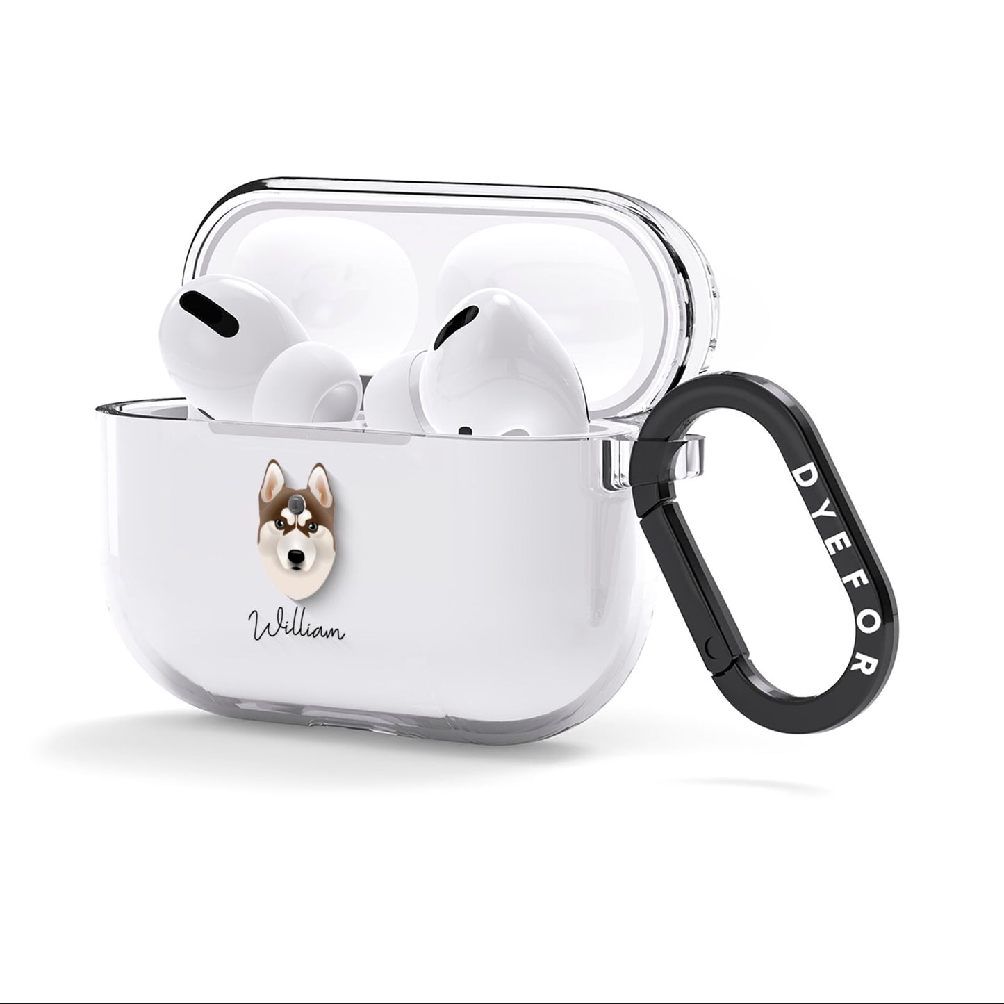 Siberian Husky Personalised AirPods Clear Case 3rd Gen Side Image