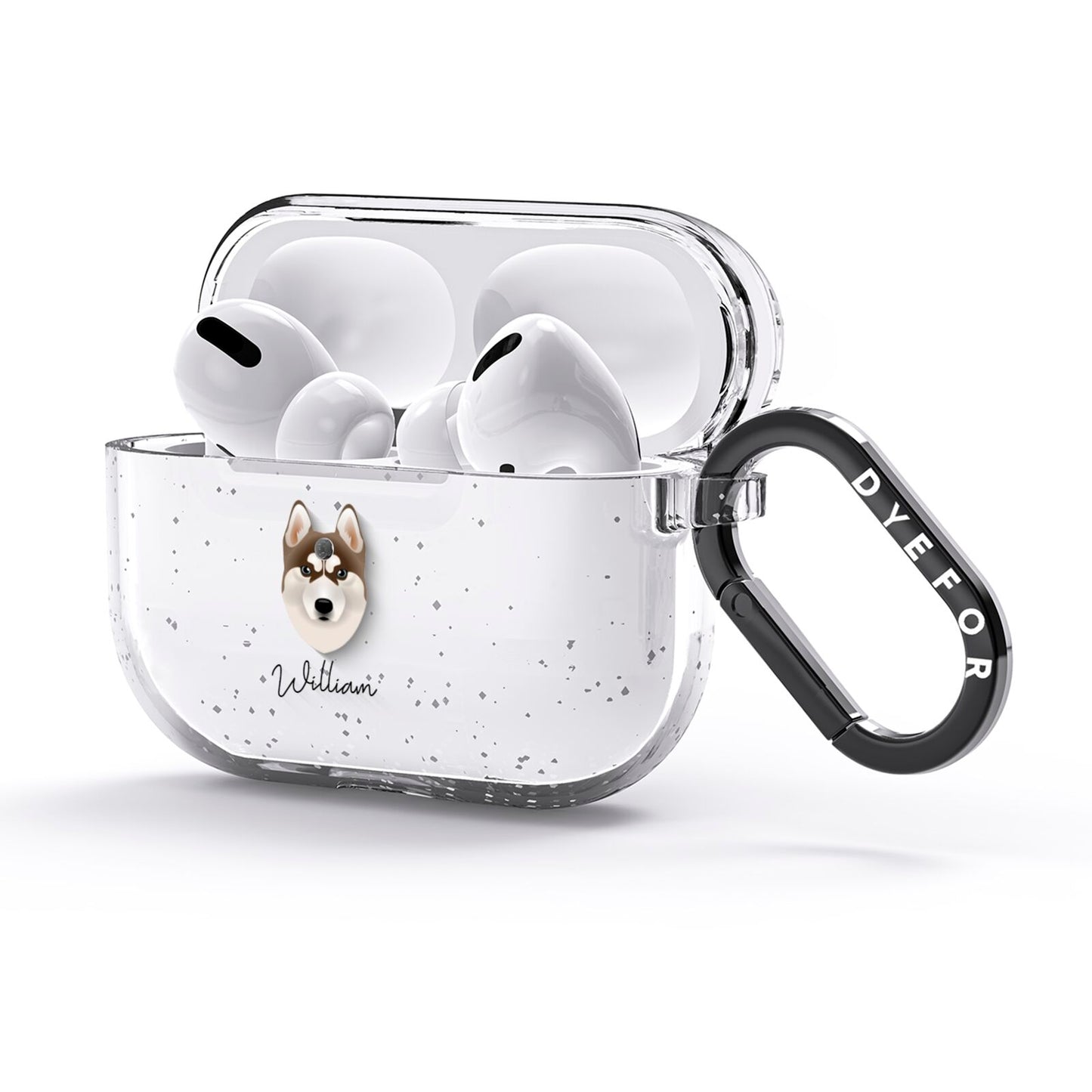 Siberian Husky Personalised AirPods Glitter Case 3rd Gen Side Image
