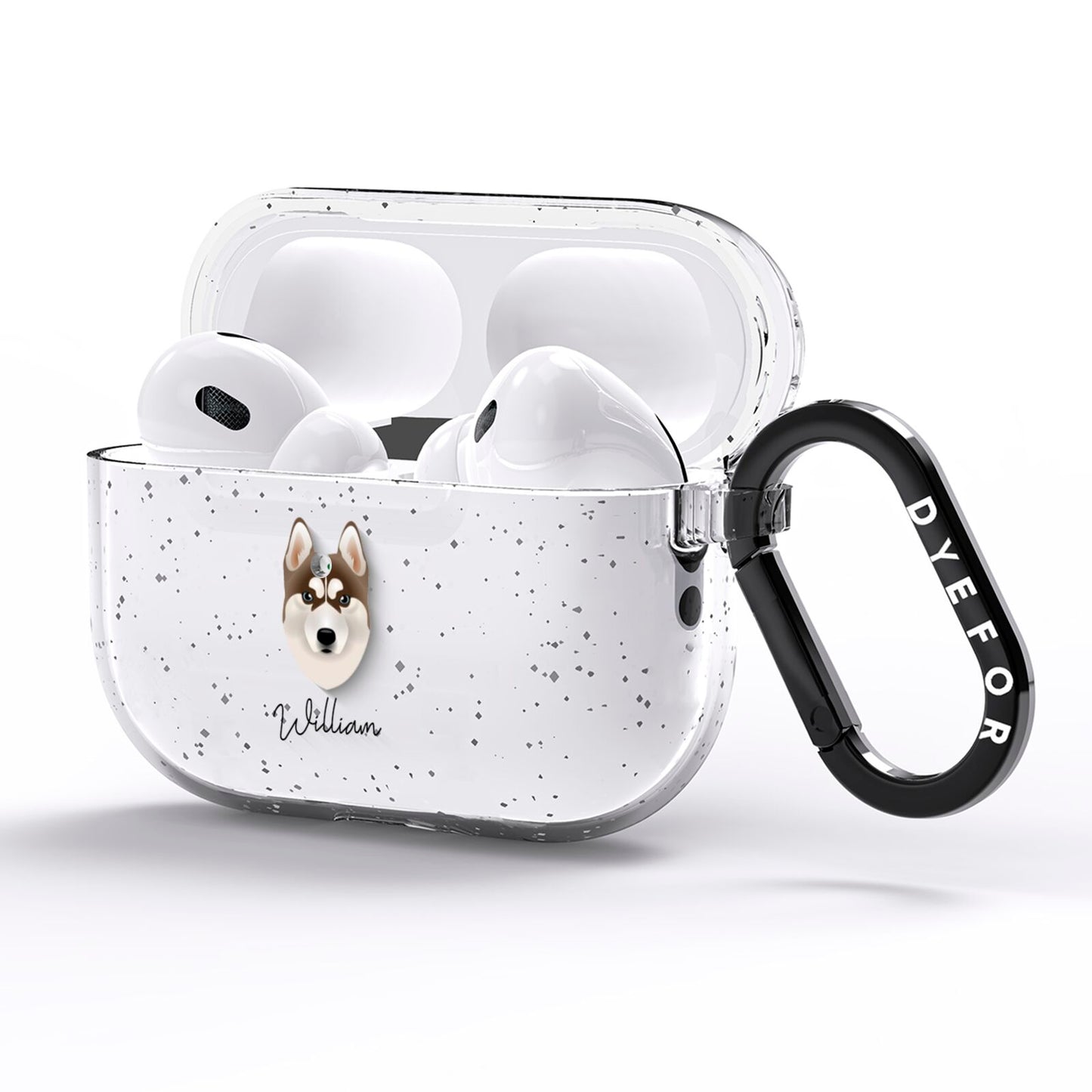 Siberian Husky Personalised AirPods Pro Glitter Case Side Image