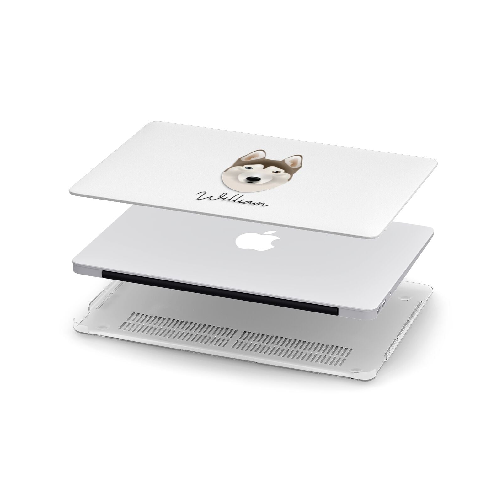 Siberian Husky Personalised Apple MacBook Case in Detail