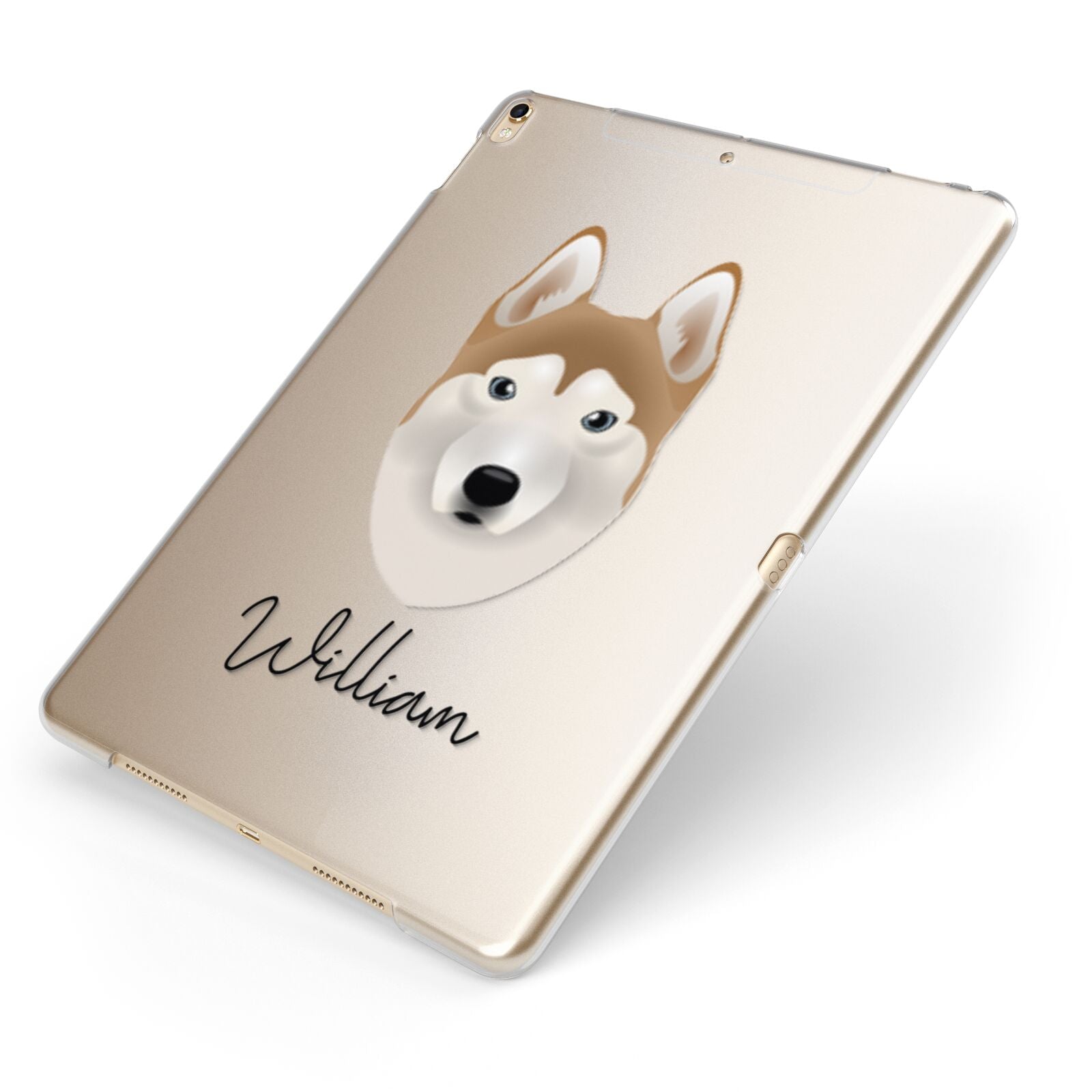 Siberian Husky Personalised Apple iPad Case on Gold iPad Side View