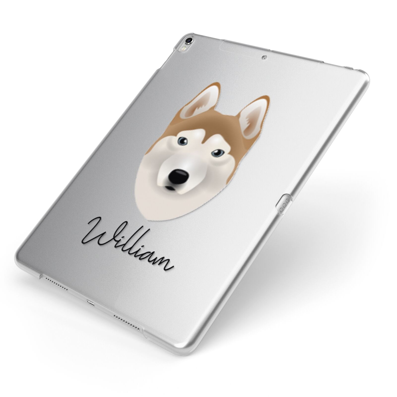Siberian Husky Personalised Apple iPad Case on Silver iPad Side View