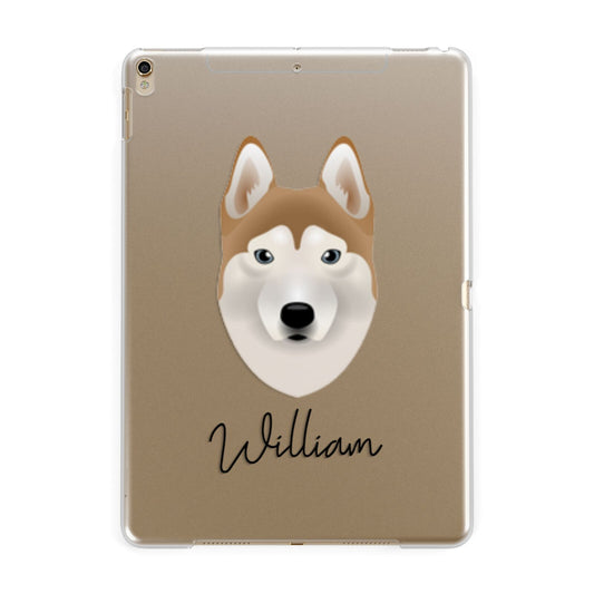 Siberian Husky Personalised Apple iPad Gold Case
