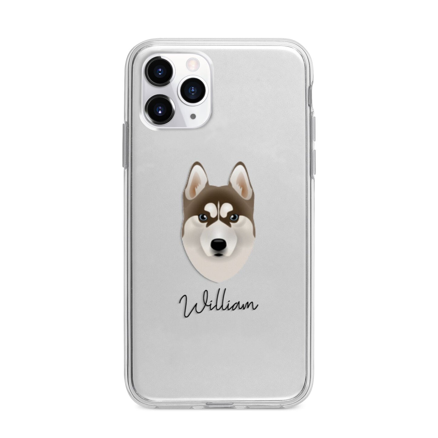 Siberian Husky Personalised Apple iPhone 11 Pro Max in Silver with Bumper Case