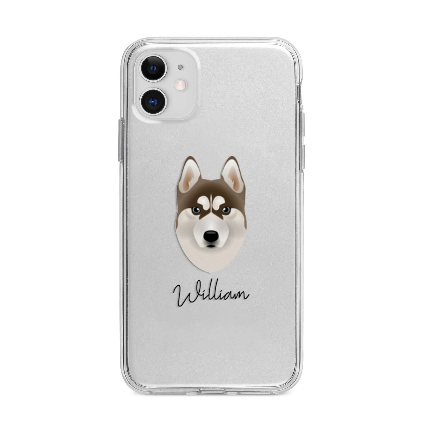Siberian Husky Personalised Apple iPhone 11 in White with Bumper Case