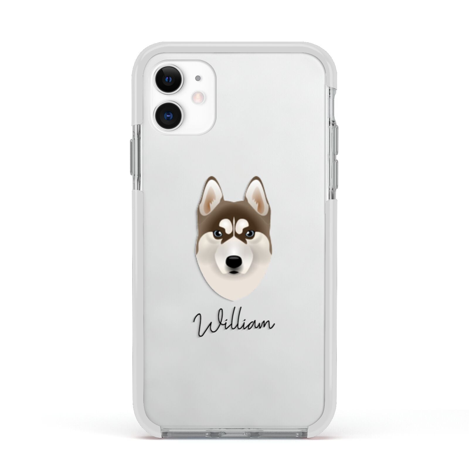 Siberian Husky Personalised Apple iPhone 11 in White with White Impact Case