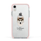 Siberian Husky Personalised Apple iPhone XR Impact Case Pink Edge on Silver Phone