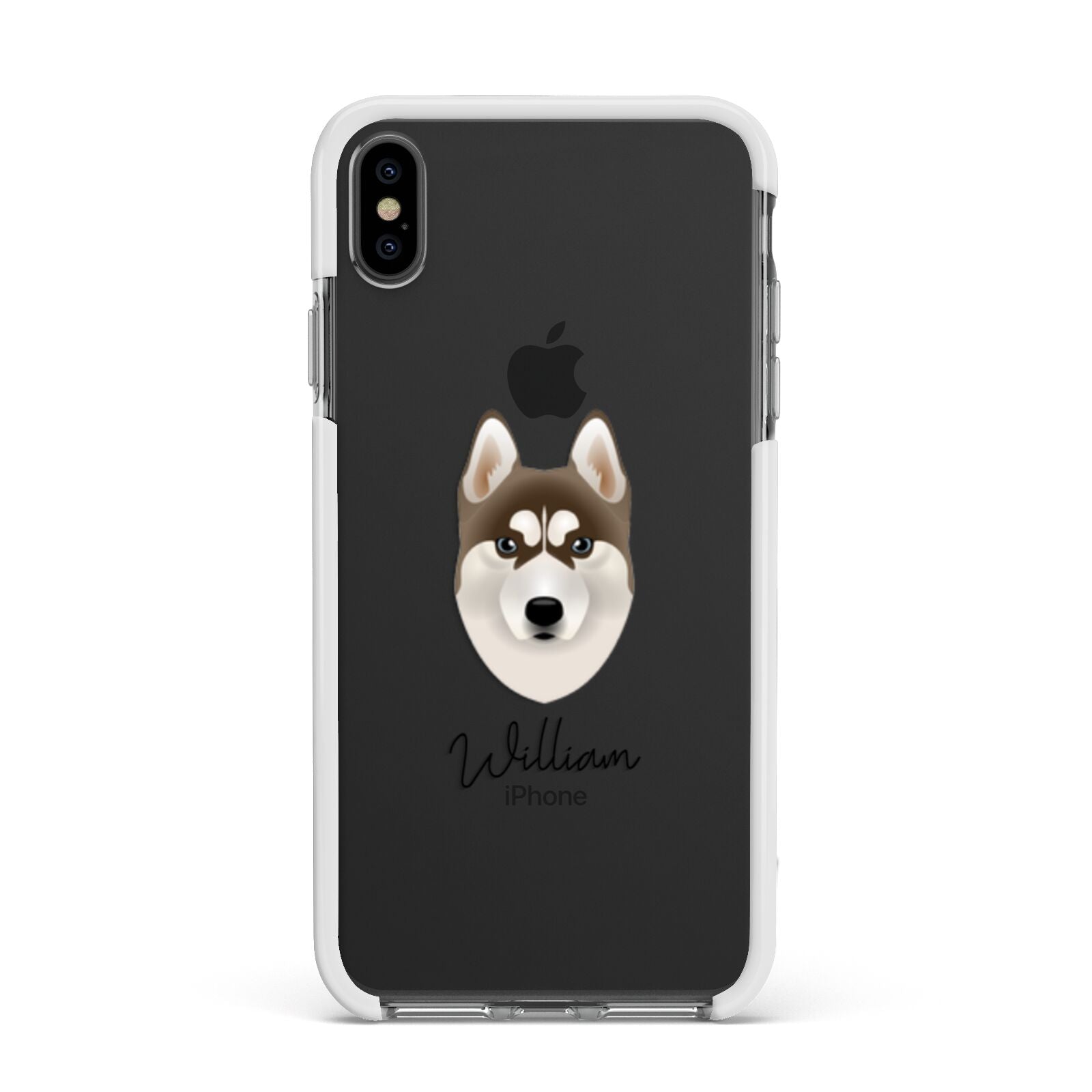 Siberian Husky Personalised Apple iPhone Xs Max Impact Case White Edge on Black Phone
