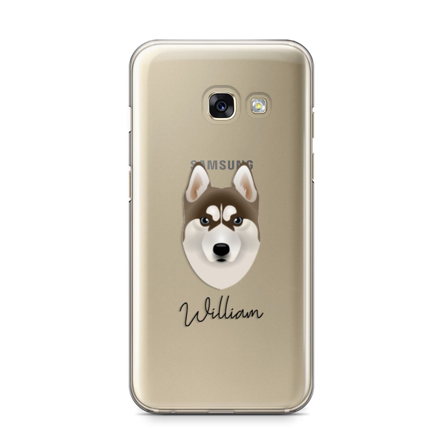 Siberian Husky Personalised Samsung Galaxy A3 2017 Case on gold phone