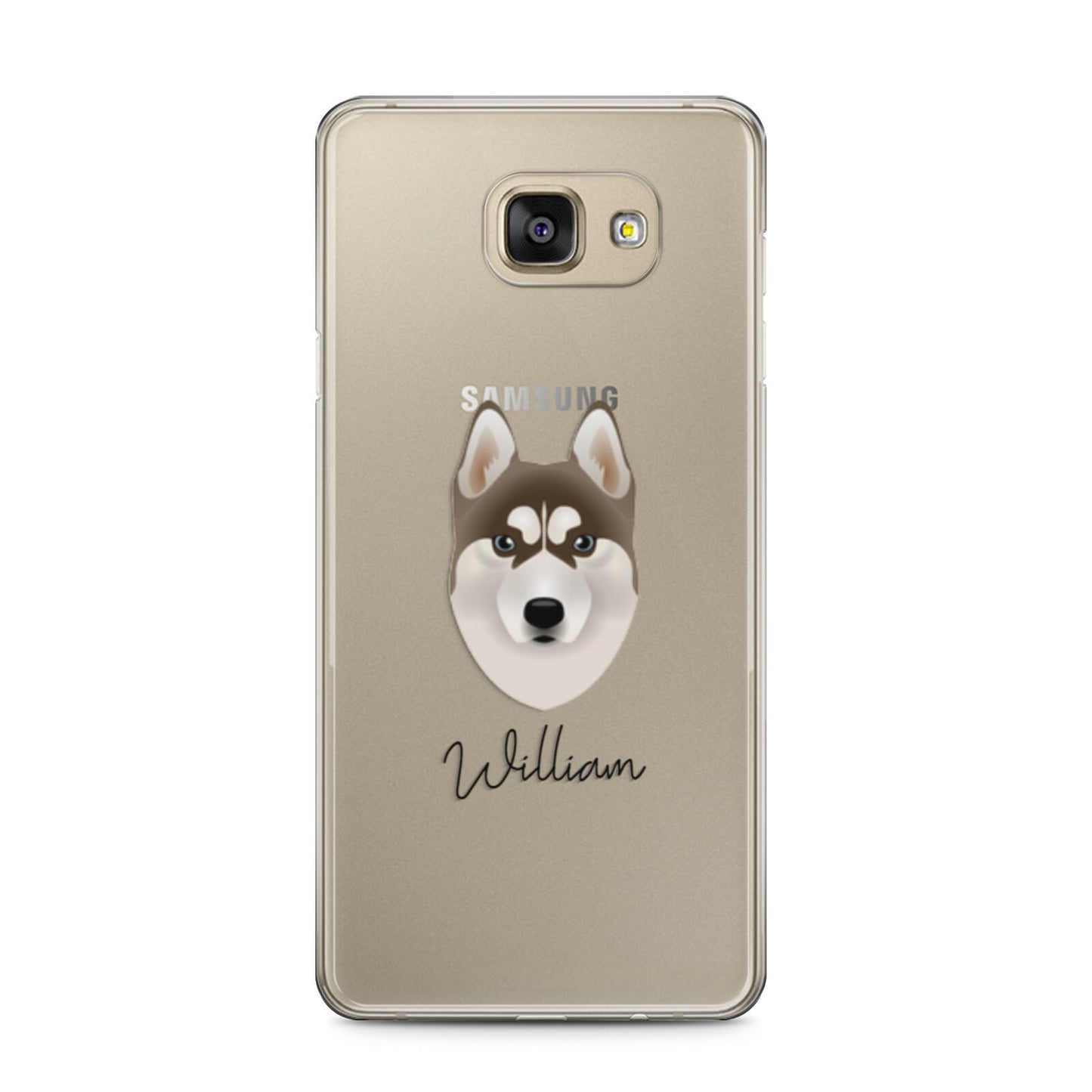 Siberian Husky Personalised Samsung Galaxy A5 2016 Case on gold phone