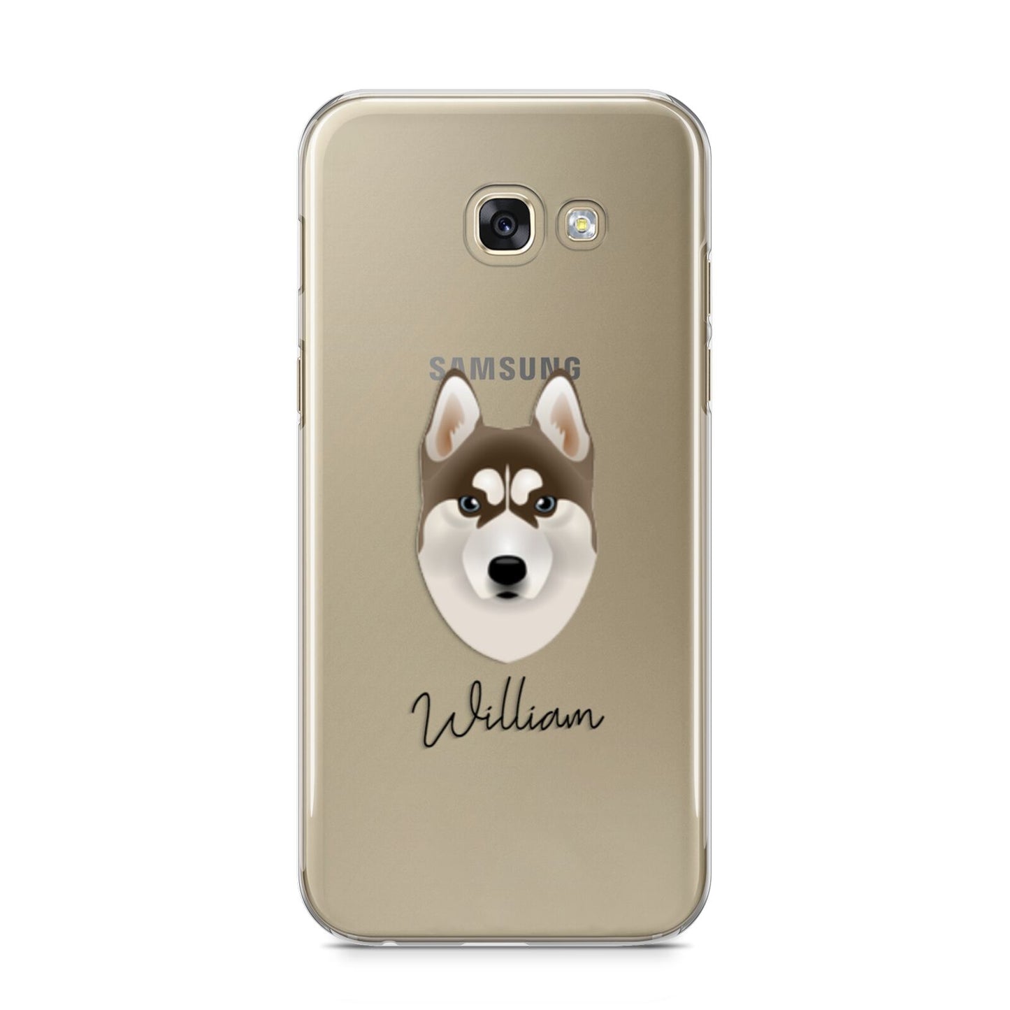 Siberian Husky Personalised Samsung Galaxy A5 2017 Case on gold phone