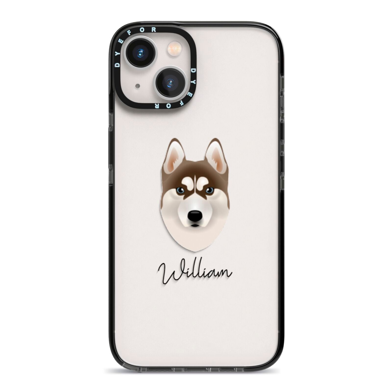Siberian Husky Personalised iPhone 13 Black Impact Case on Silver phone