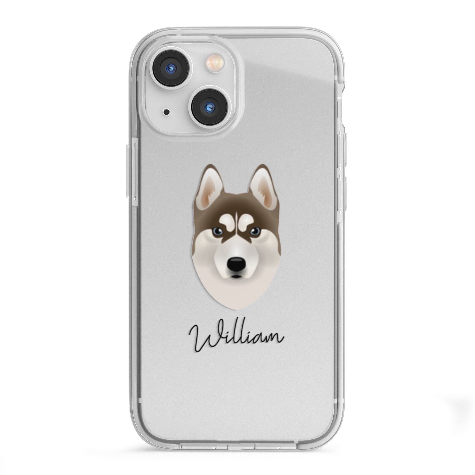 Siberian Husky Personalised iPhone 13 Mini TPU Impact Case with White Edges