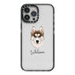 Siberian Husky Personalised iPhone 13 Pro Max Black Impact Case on Silver phone