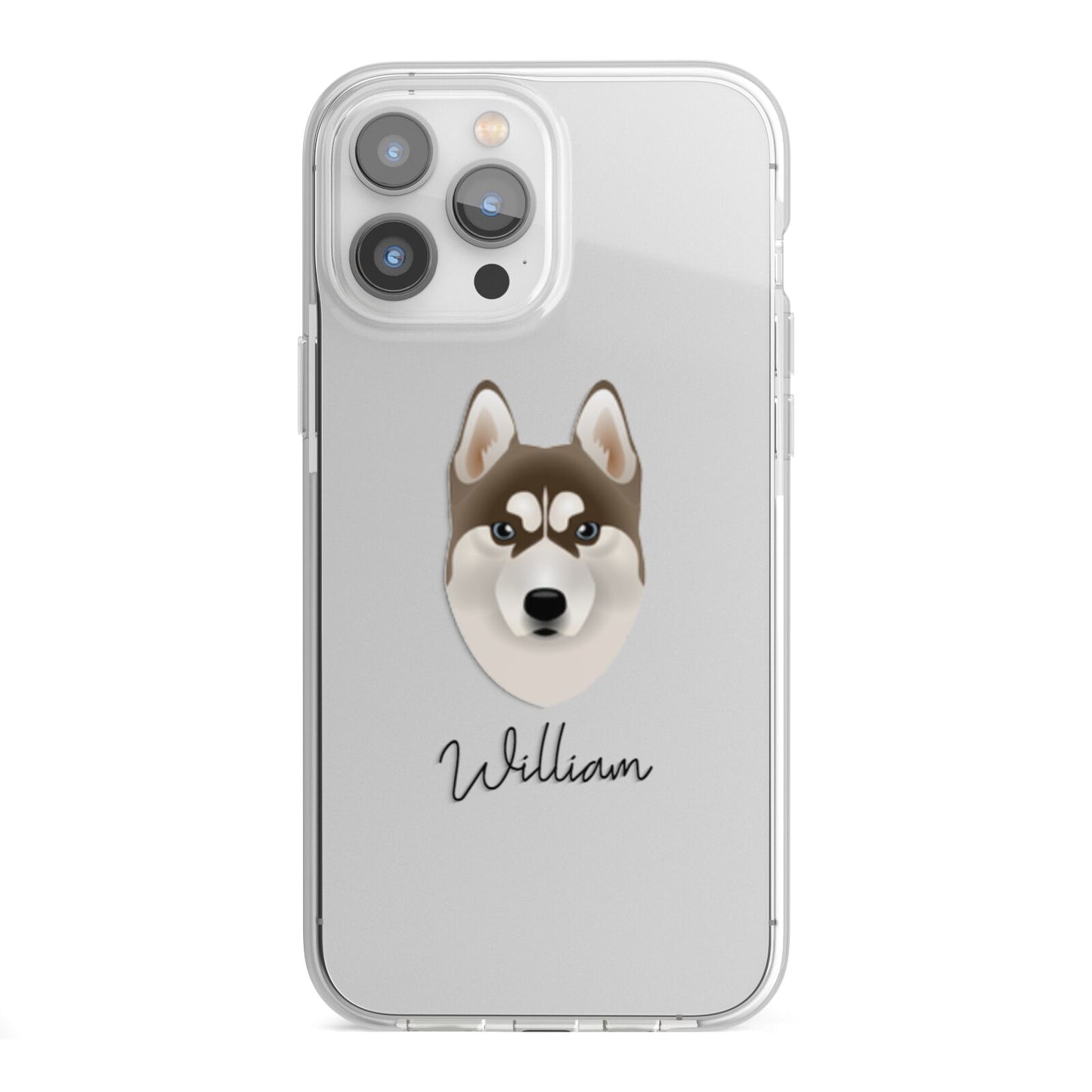 Siberian Husky Personalised iPhone 13 Pro Max TPU Impact Case with White Edges