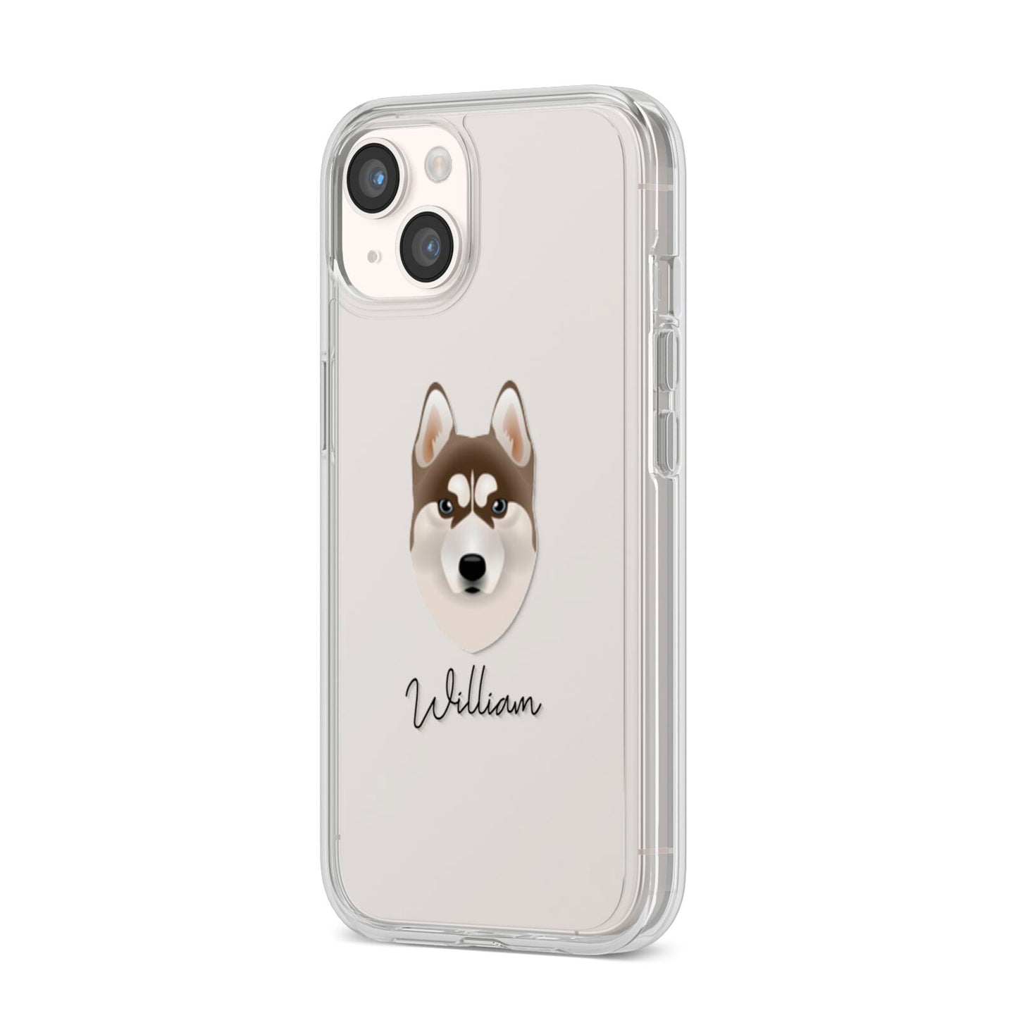 Siberian Husky Personalised iPhone 14 Clear Tough Case Starlight Angled Image