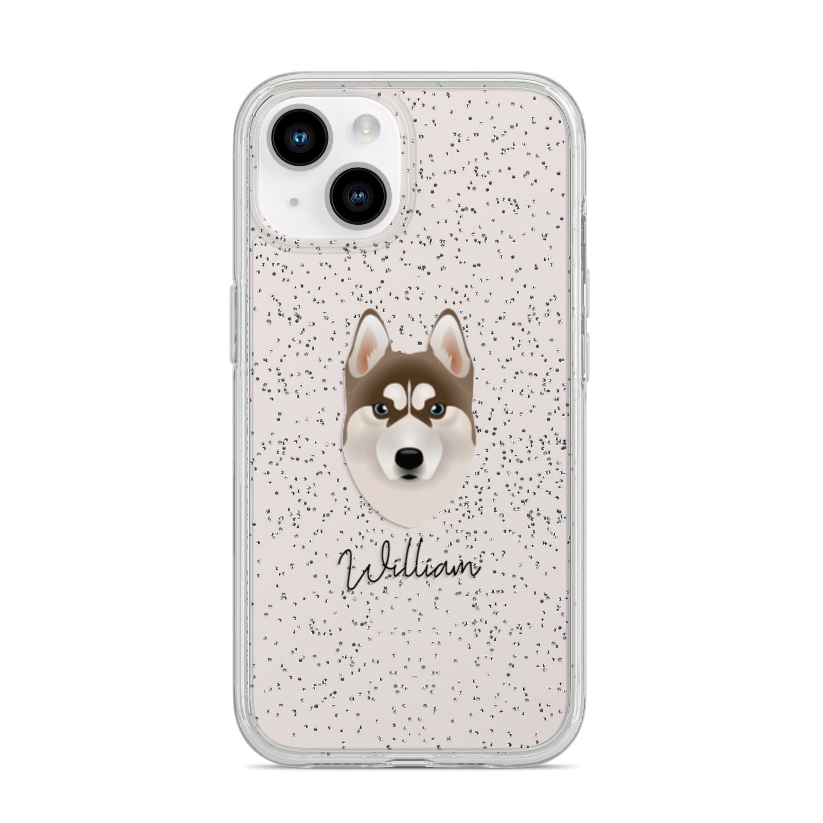Siberian Husky Personalised iPhone 14 Glitter Tough Case Starlight