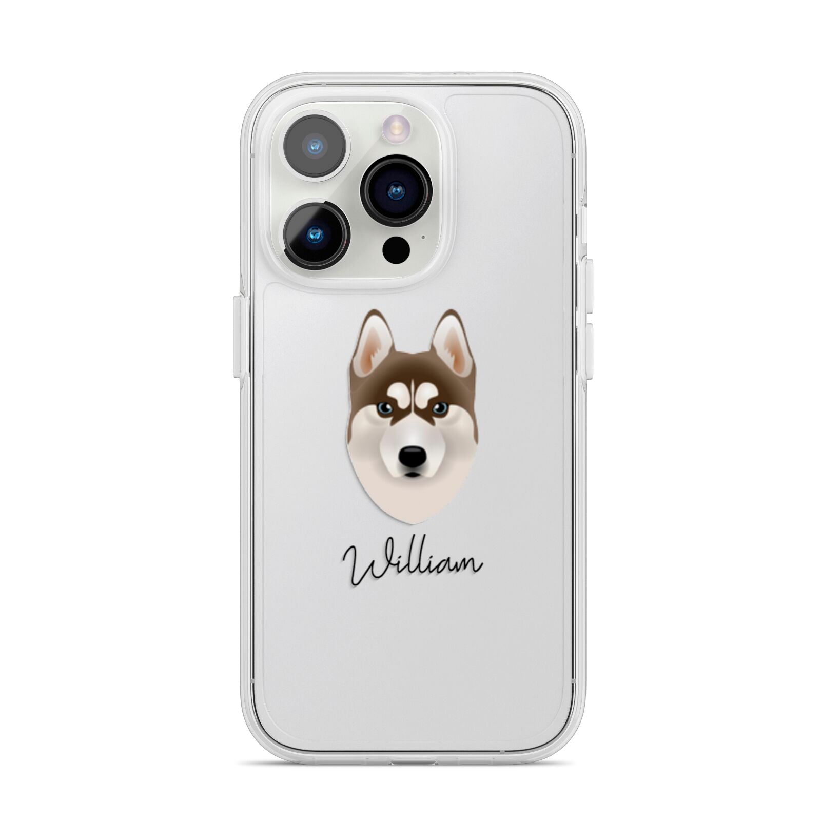 Siberian Husky Personalised iPhone 14 Pro Clear Tough Case Silver