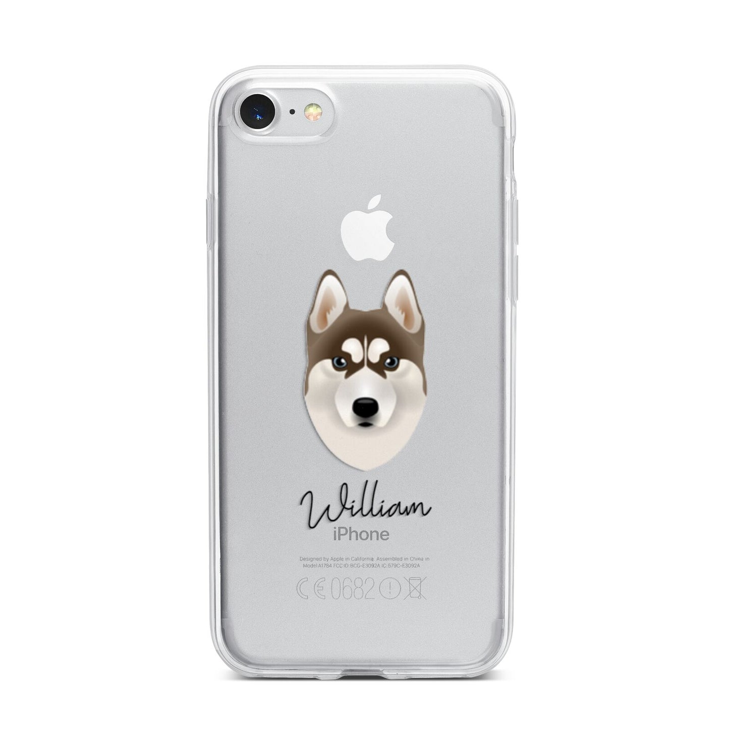 Siberian Husky Personalised iPhone 7 Bumper Case on Silver iPhone