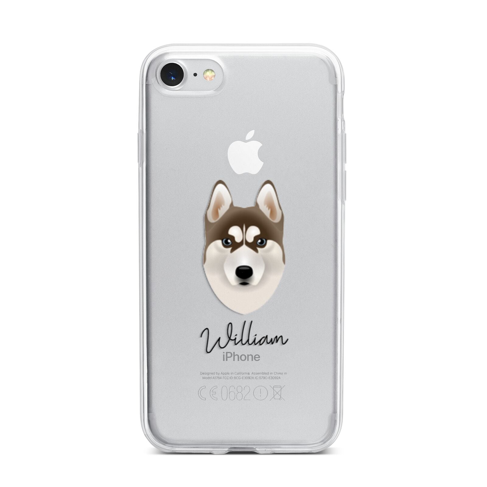 Siberian Husky Personalised iPhone 7 Bumper Case on Silver iPhone