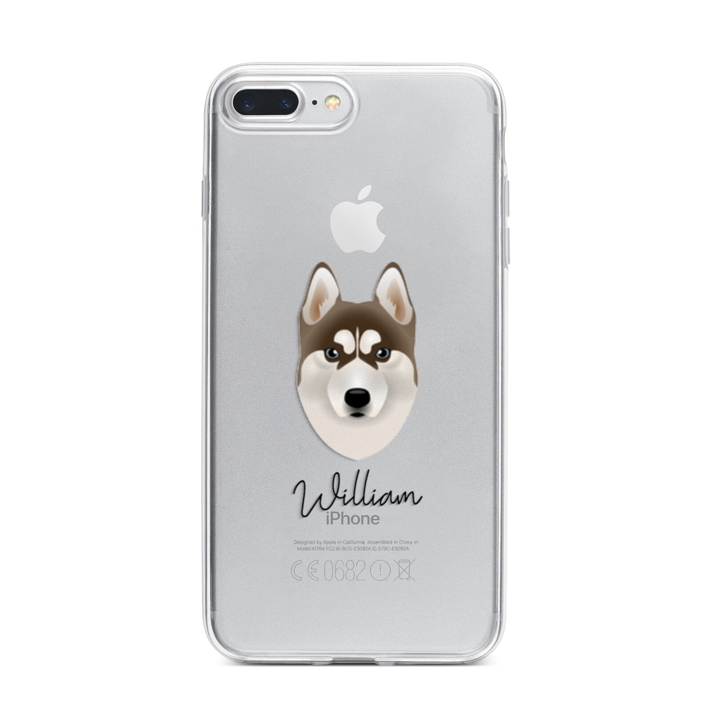 Siberian Husky Personalised iPhone 7 Plus Bumper Case on Silver iPhone