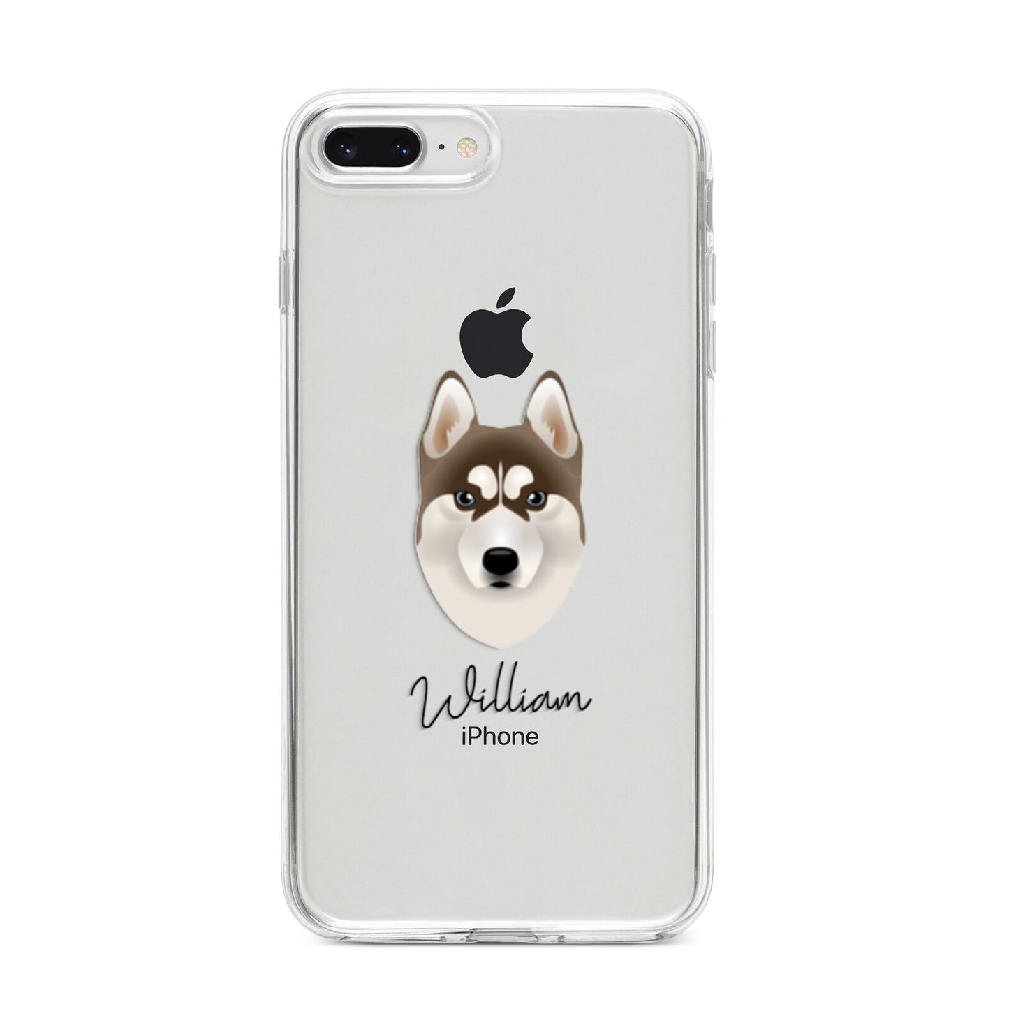 Siberian Husky Personalised iPhone 8 Plus Bumper Case on Silver iPhone