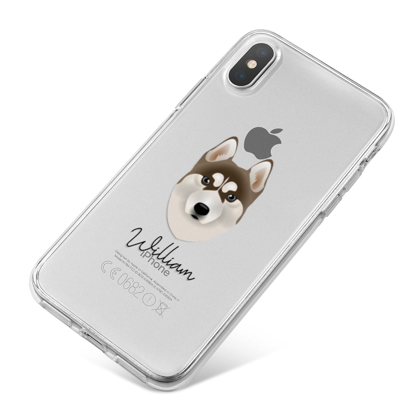 Siberian Husky Personalised iPhone X Bumper Case on Silver iPhone
