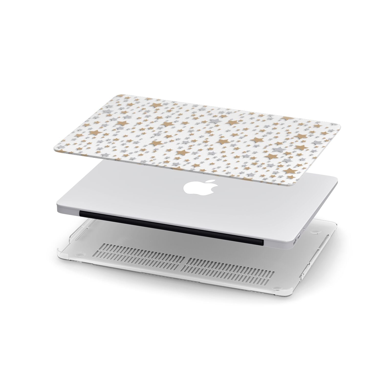 Silver Gold Stars Apple MacBook Case in Detail