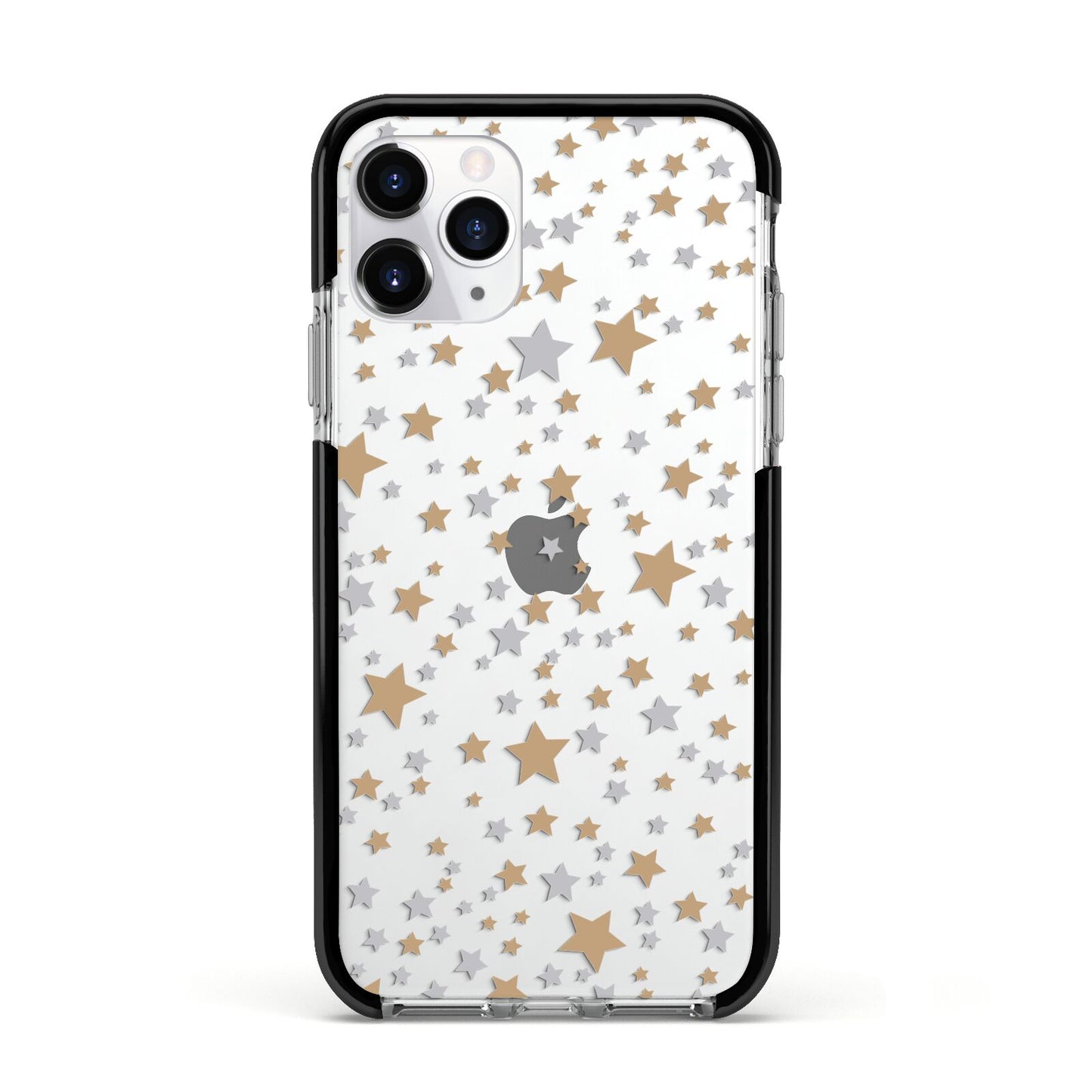Silver Gold Stars Apple iPhone 11 Pro in Silver with Black Impact Case