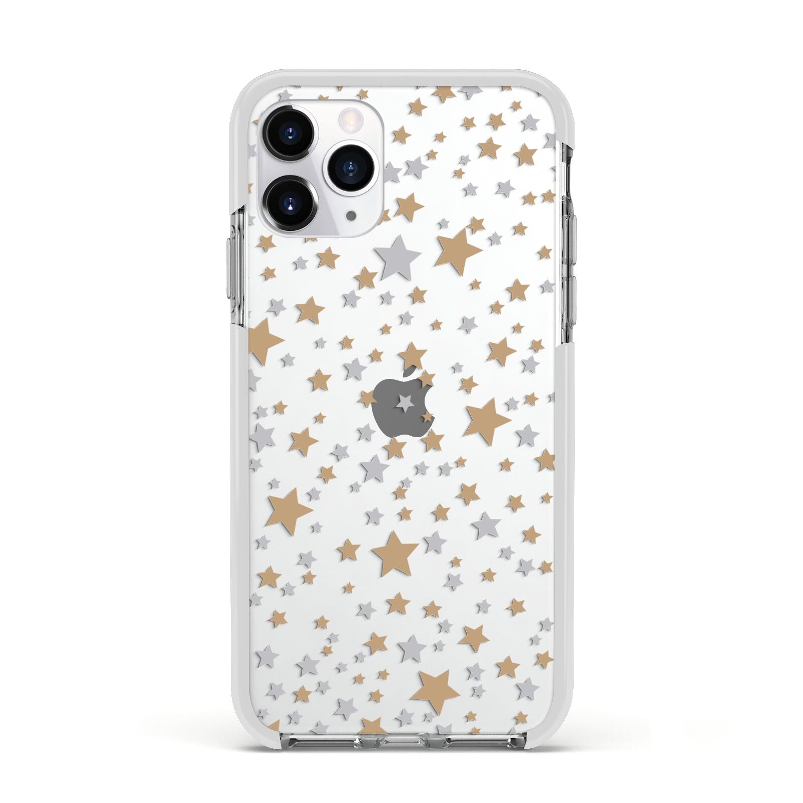 Silver Gold Stars Apple iPhone 11 Pro in Silver with White Impact Case