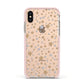 Silver Gold Stars Apple iPhone Xs Impact Case Pink Edge on Gold Phone