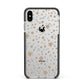 Silver Gold Stars Apple iPhone Xs Max Impact Case Black Edge on Silver Phone