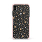 Silver Gold Stars Apple iPhone Xs Max Impact Case Pink Edge on Black Phone
