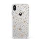 Silver Gold Stars Apple iPhone Xs Max Impact Case White Edge on Silver Phone