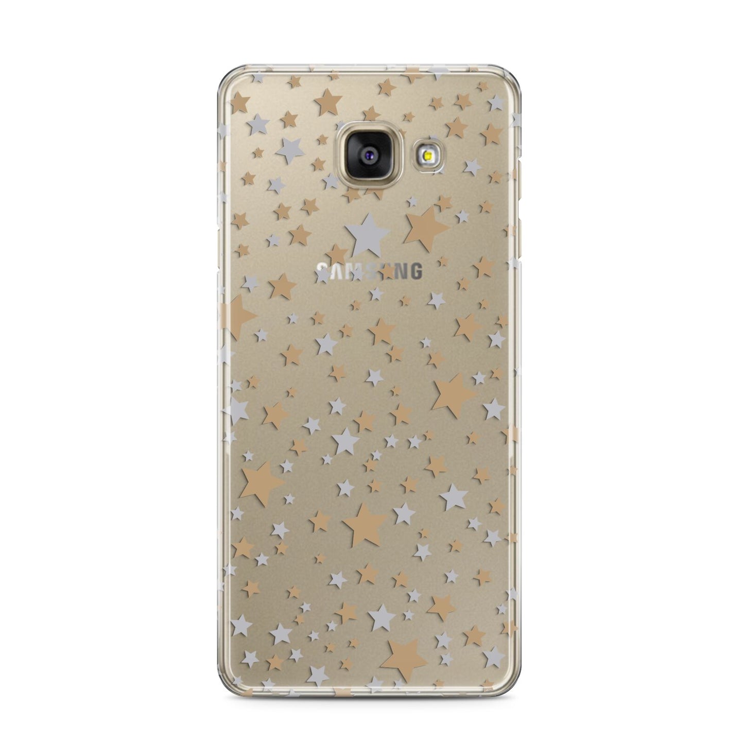 Silver Gold Stars Samsung Galaxy A3 2016 Case on gold phone