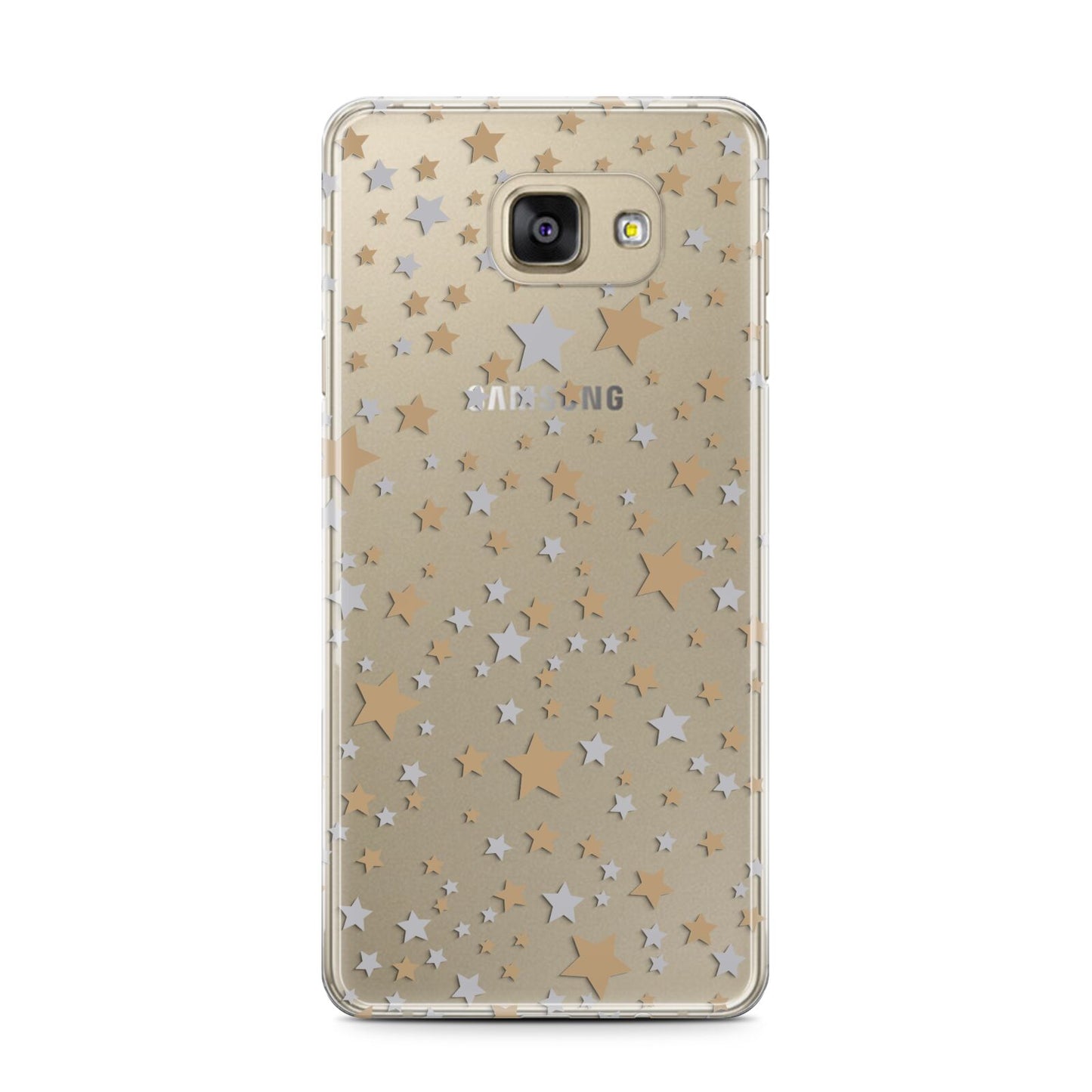 Silver Gold Stars Samsung Galaxy A7 2016 Case on gold phone