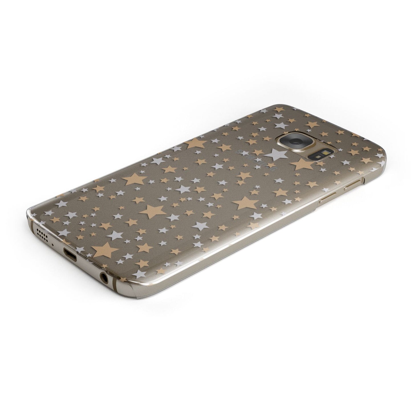 Silver Gold Stars Samsung Galaxy Case Bottom Cutout