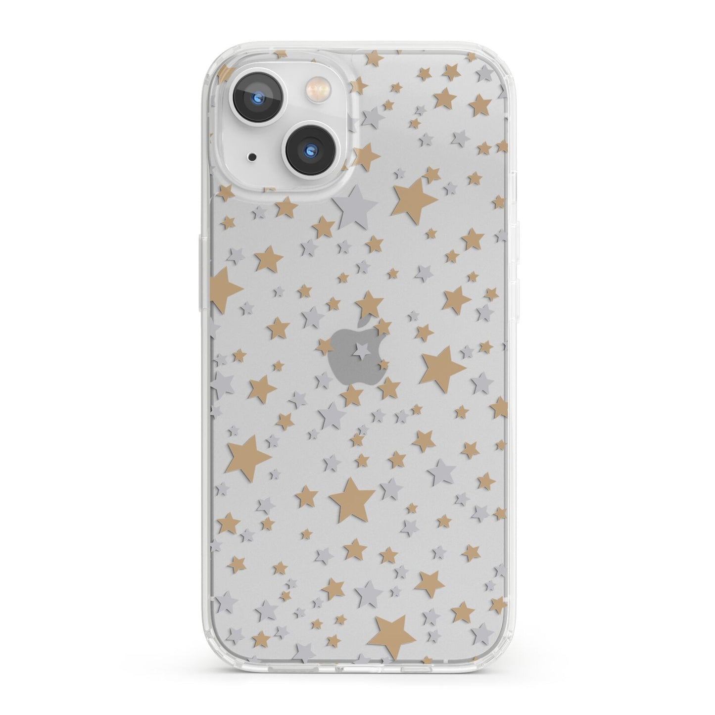 Silver Gold Stars iPhone 13 Clear Bumper Case