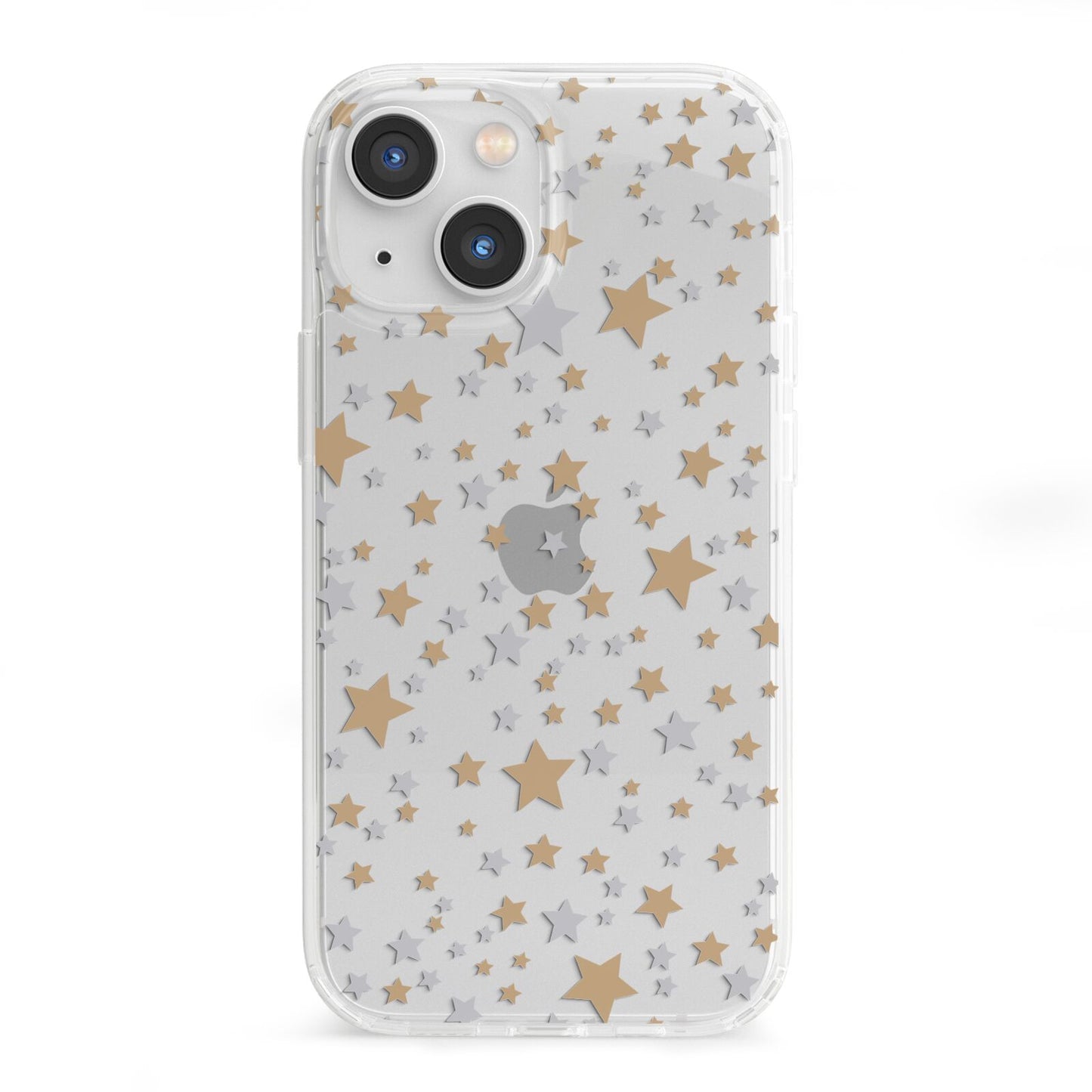 Silver Gold Stars iPhone 13 Mini Clear Bumper Case