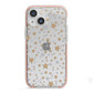 Silver Gold Stars iPhone 13 Mini TPU Impact Case with Pink Edges