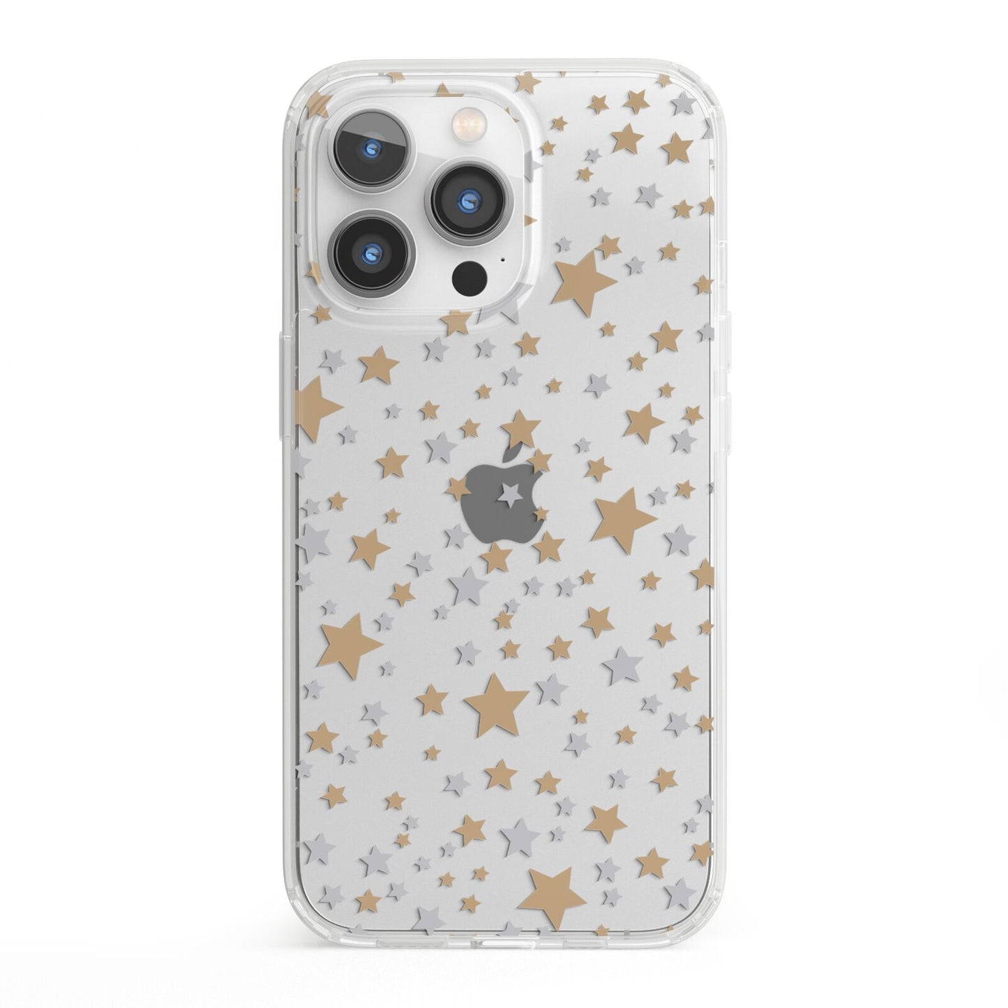 Silver Gold Stars iPhone 13 Pro Clear Bumper Case