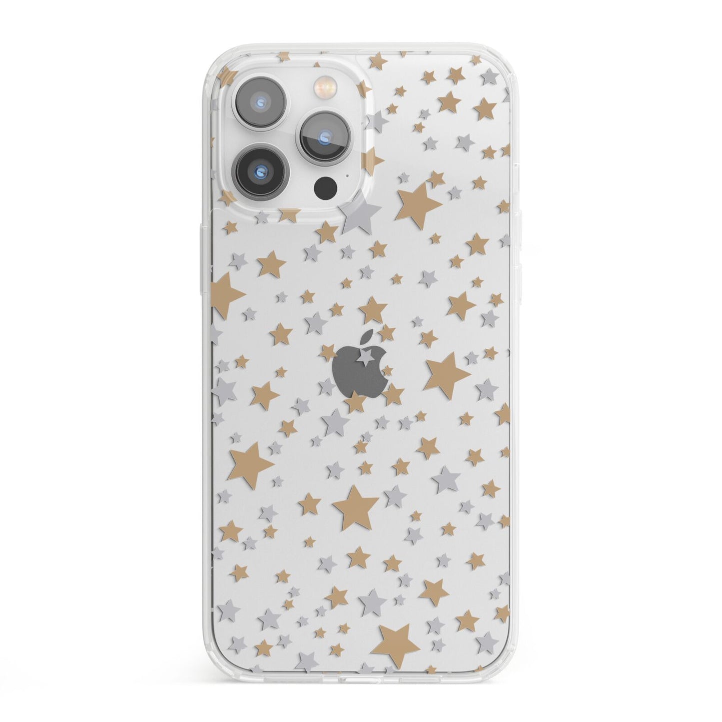 Silver Gold Stars iPhone 13 Pro Max Clear Bumper Case