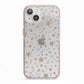 Silver Gold Stars iPhone 13 TPU Impact Case with Pink Edges