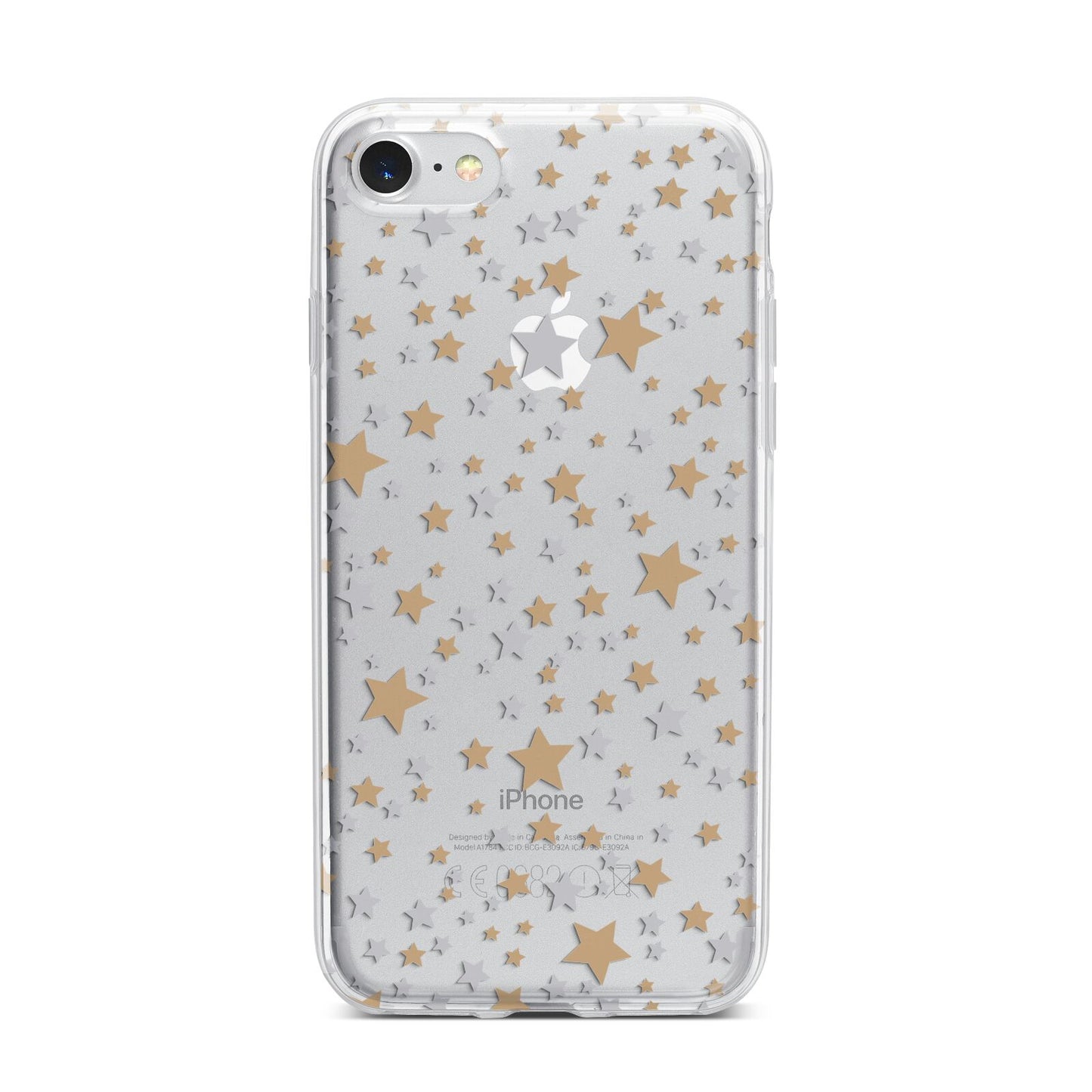 Silver Gold Stars iPhone 7 Bumper Case on Silver iPhone