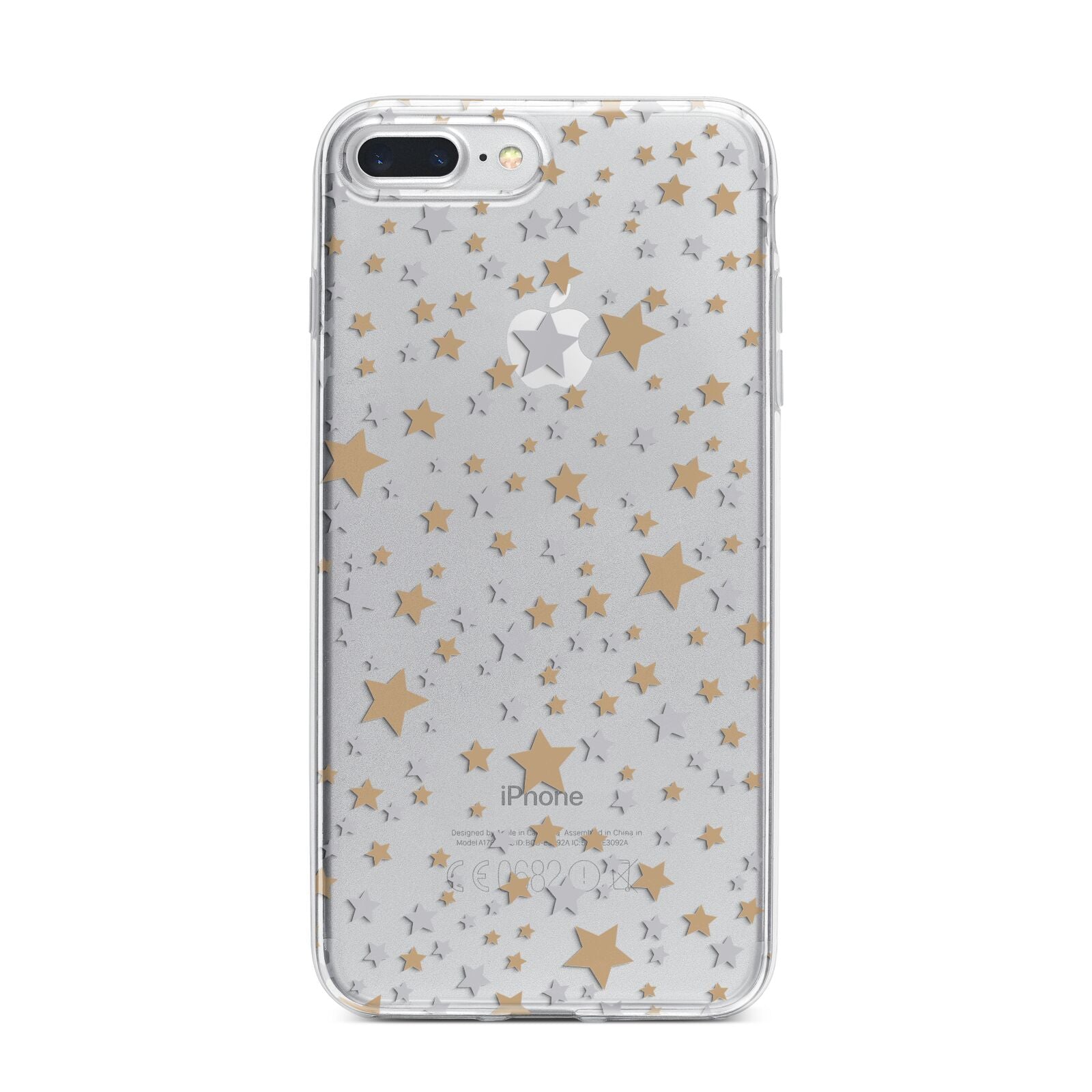 Silver Gold Stars iPhone 7 Plus Bumper Case on Silver iPhone