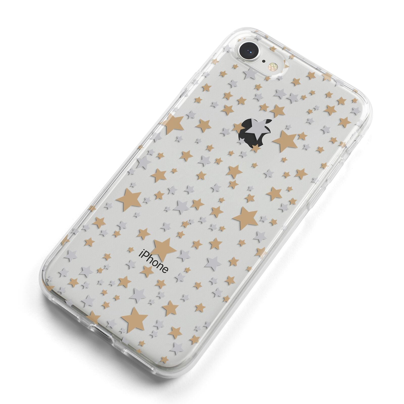 Silver Gold Stars iPhone 8 Bumper Case on Silver iPhone Alternative Image