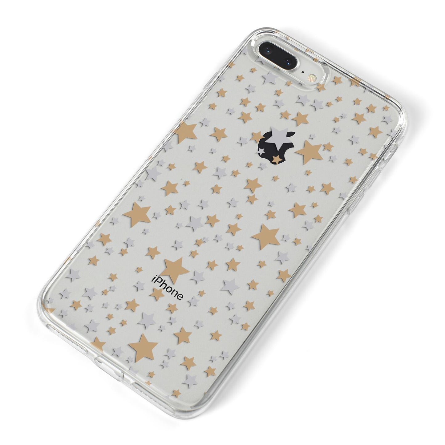 Silver Gold Stars iPhone 8 Plus Bumper Case on Silver iPhone Alternative Image